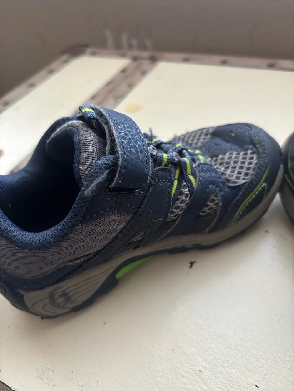 Merrell Kids Navy Blue and Gray Hiking Sneakers with Lime Accents
